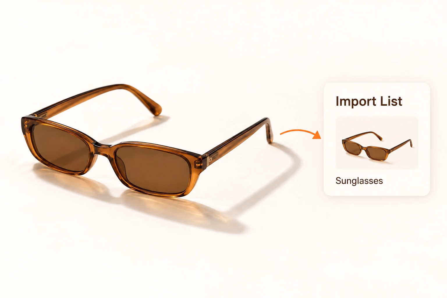 Adding sunglasses to the Import List.